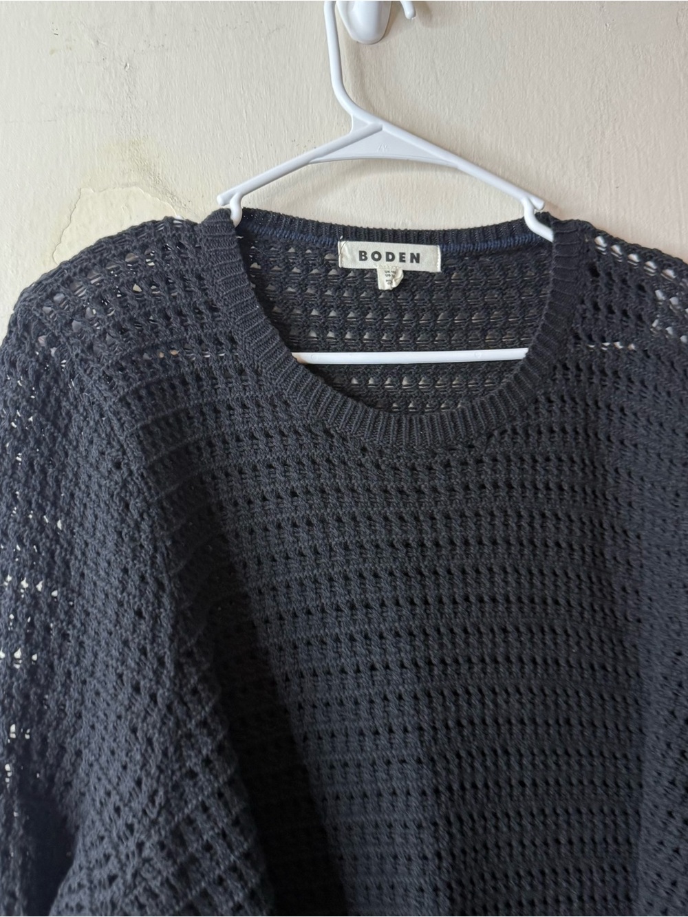 Boden Black Crochet Knit Sheer Sweater Dress - Picture 4 of 7